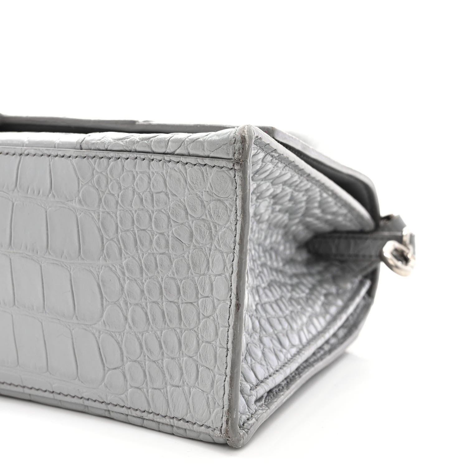 Balenciaga Shiny Calfskin Crocodile Embossed Medium Hourglass Top Handle Bag Balenciaga Grey 12 of 18