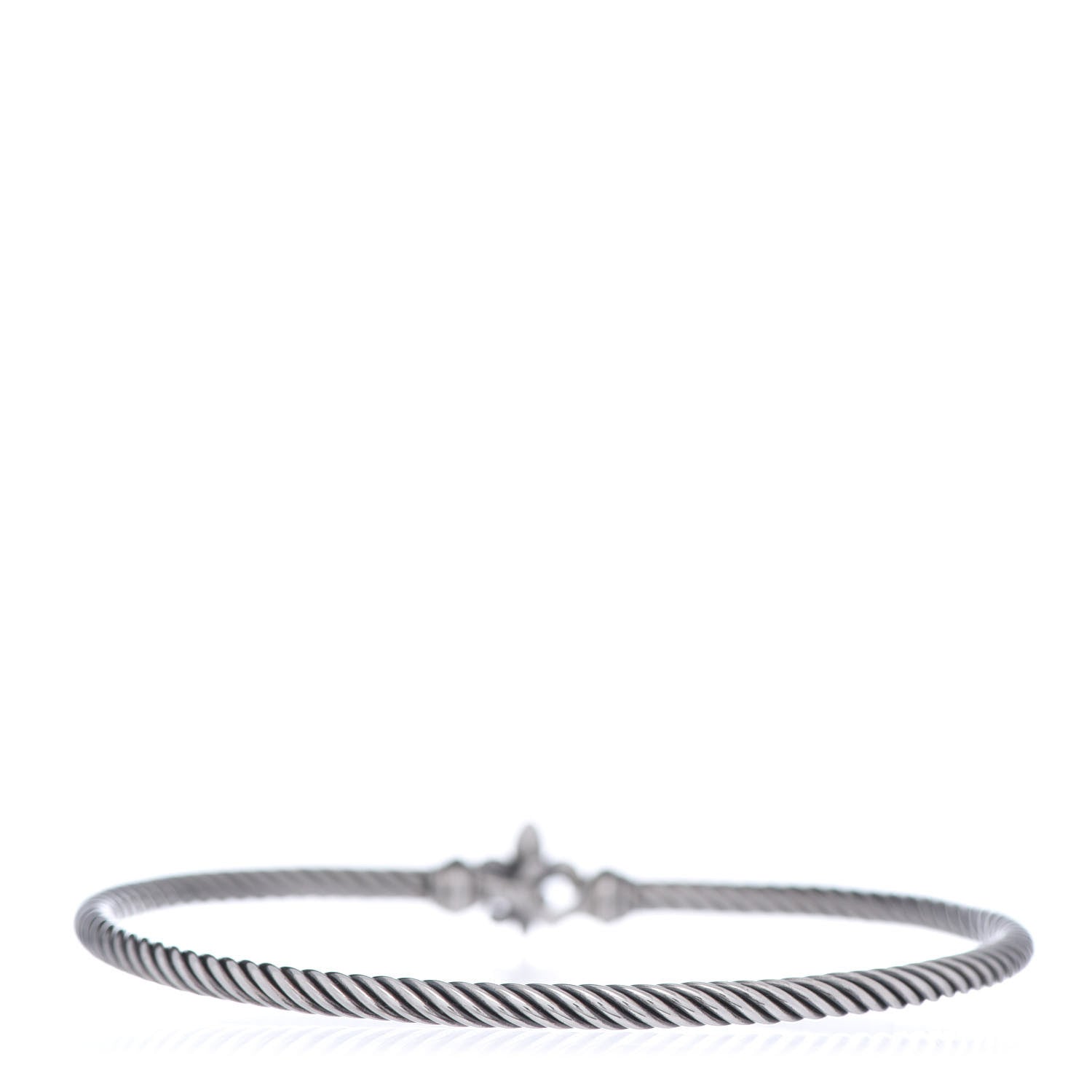 David Yurman Sterling Silver 18K Yellow Gold 3mm Cable Collectibles Fleur De Lis Bracelet 3 of 4