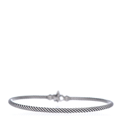 David Yurman Sterling Silver 18K Yellow Gold 3mm Cable Collectibles Fleur De Lis Bracelet 3 of 4