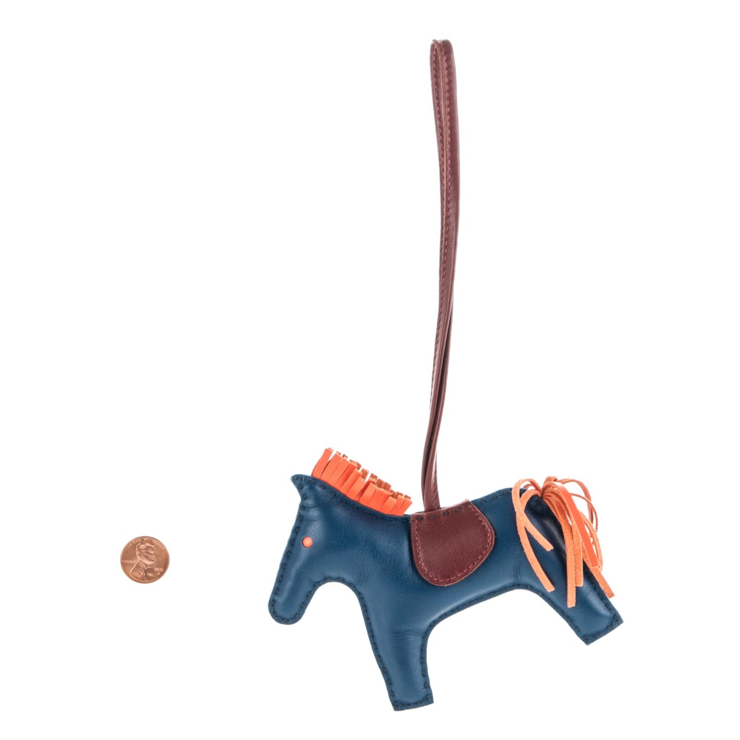 Milo Lambskin Grigri Rodeo Horse Bag Charm MM Bleu De Malte Rouge H Orange Poppy