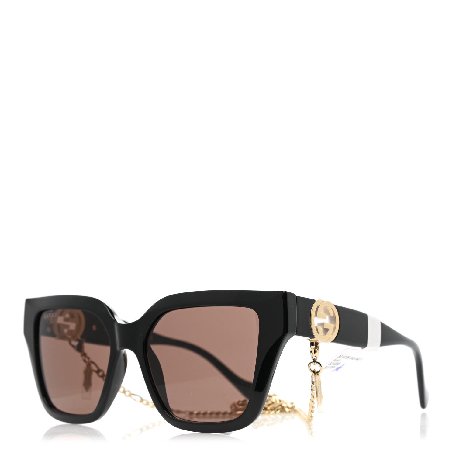 Gucci Acetate Square Frame Chain Sunglasses GG1023S Black 1 of 7