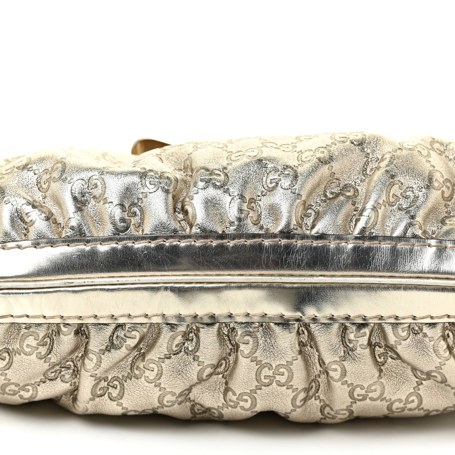 Metallic Guccissima Queen Bow Hobo Platinum