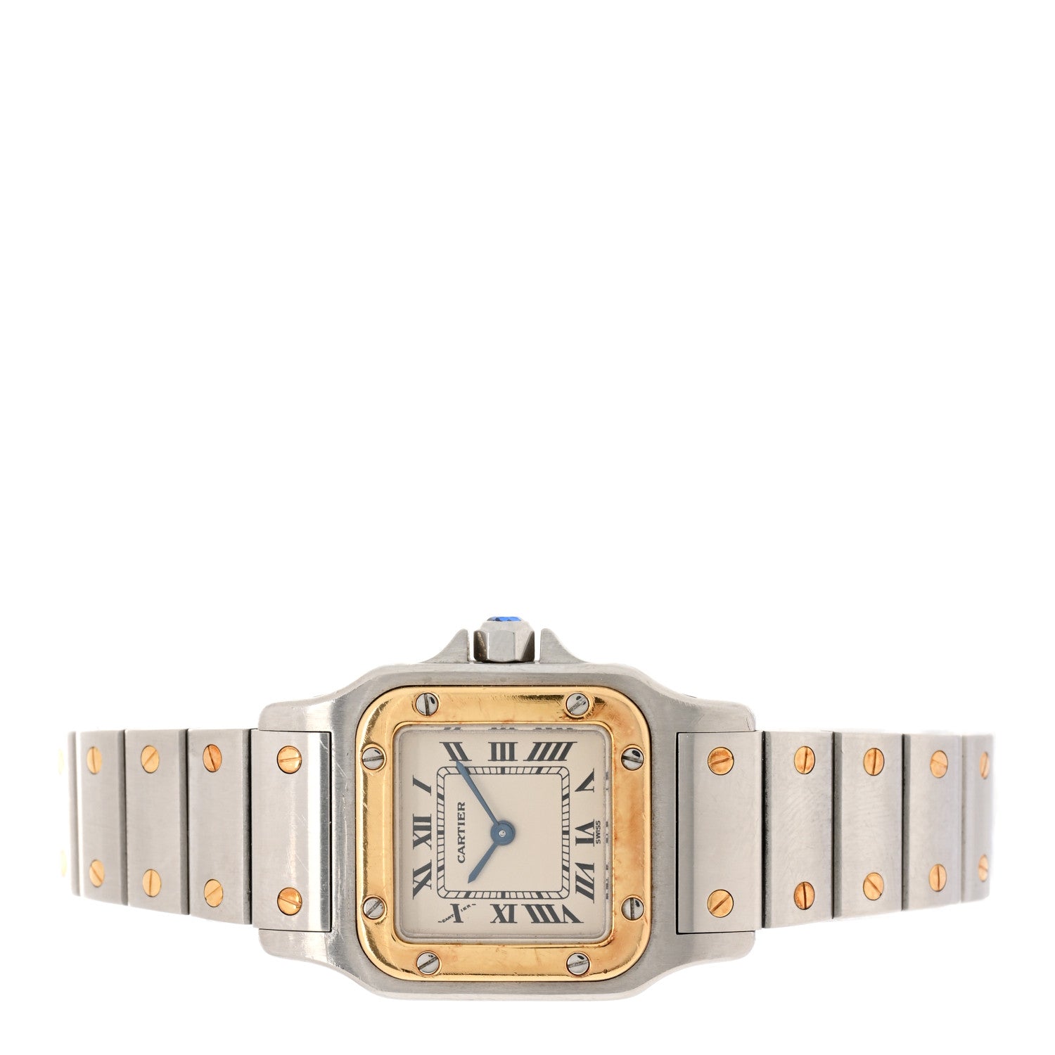 Cartier Stainless Steel 18K Yellow Gold 24mm Santos De Cartier Galbee Quartz Watch 2 of 4