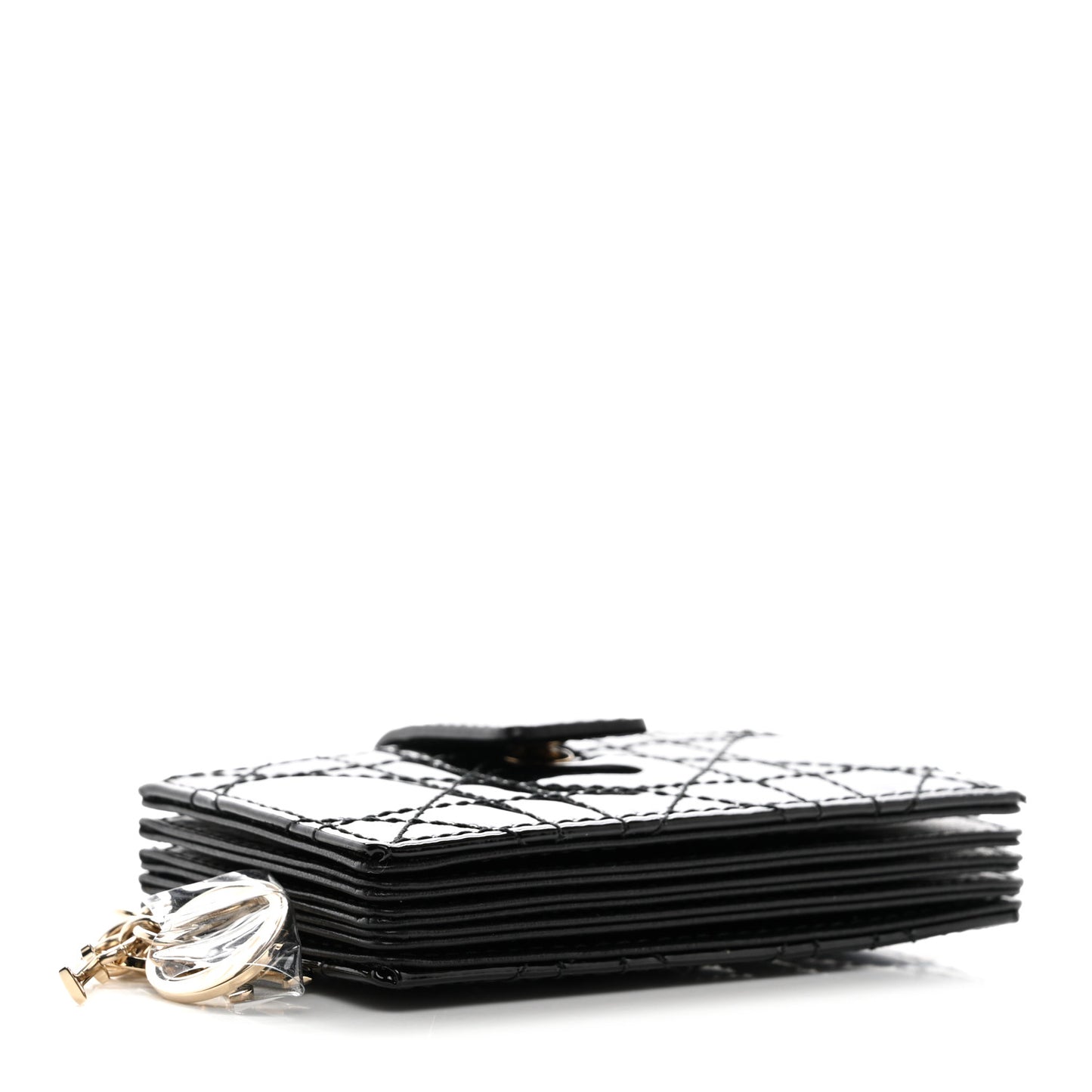 Patent Cannage Lady Dior 5-Gusset Card Holder Black