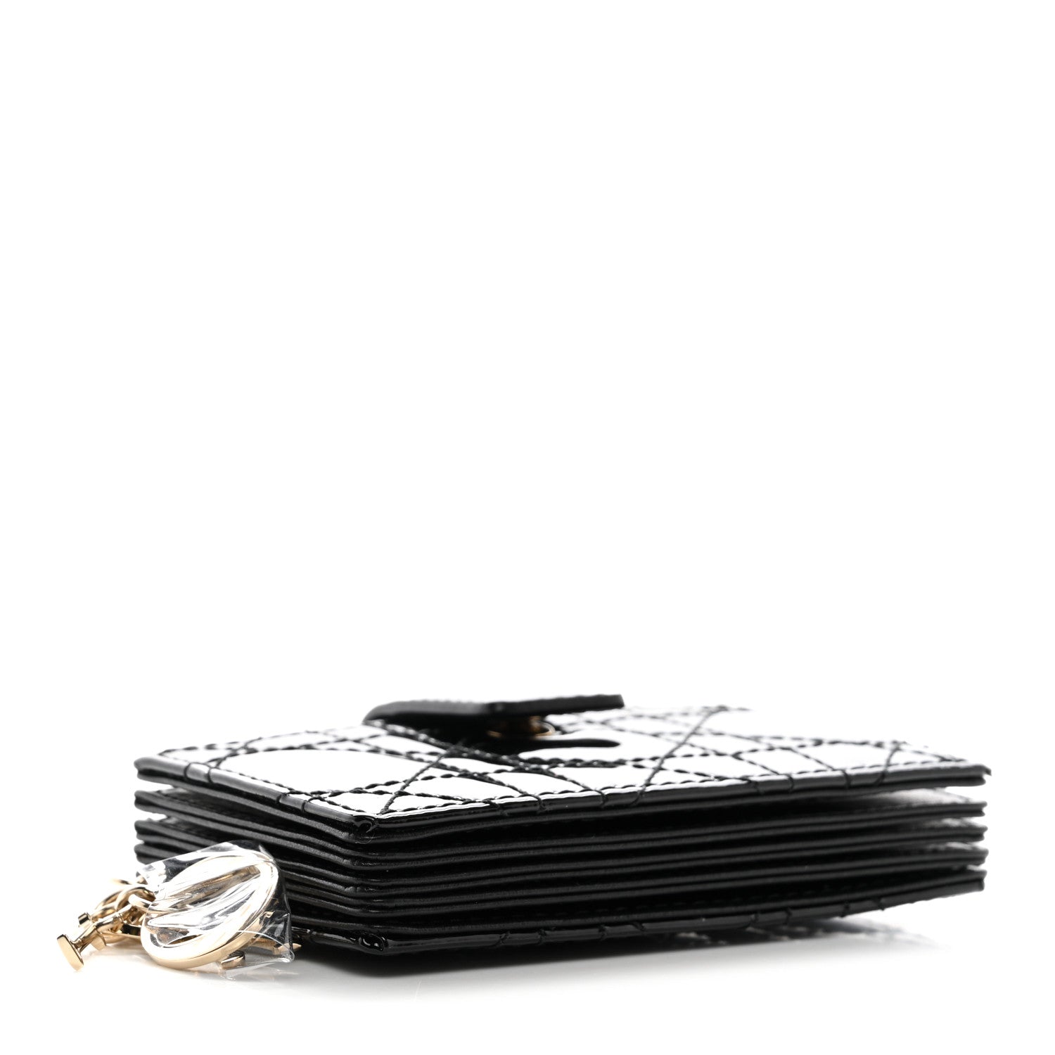 Christian Dior Patent Cannage Lady Dior 5-Gusset Card Holder Black 4 of 9