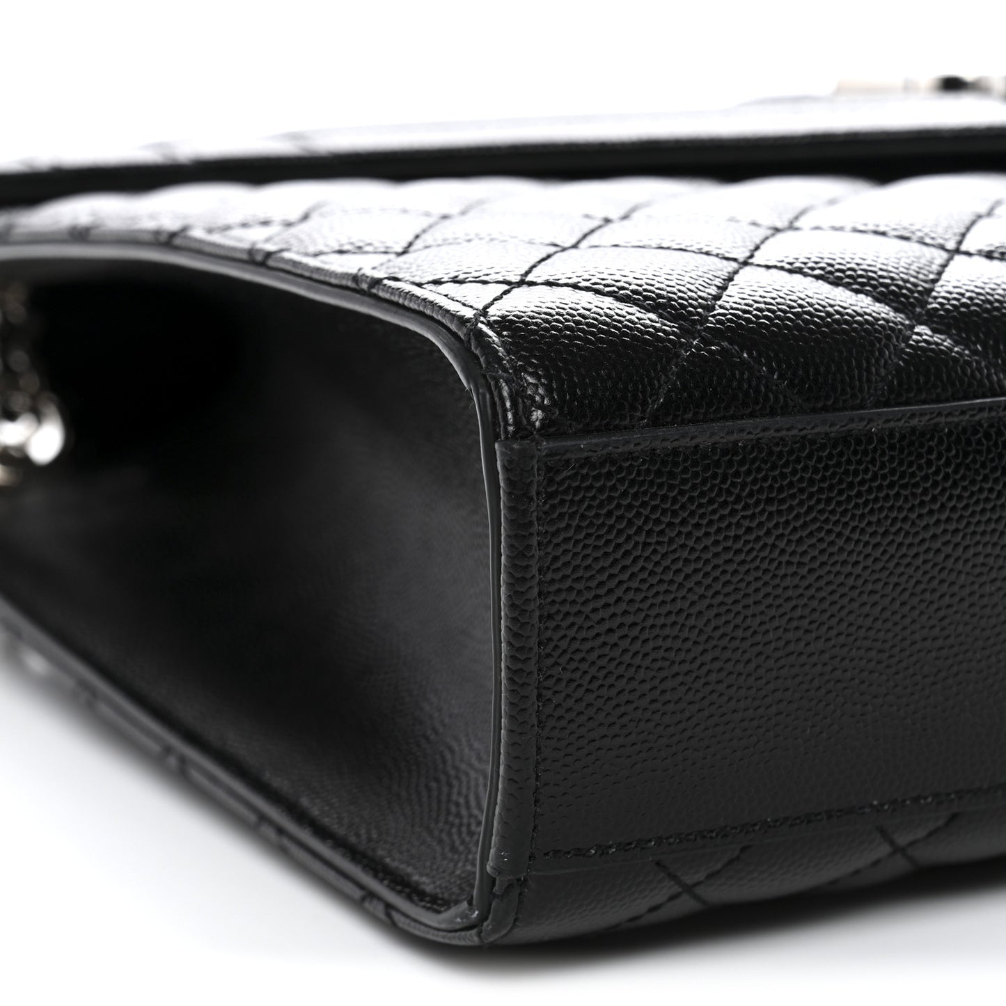 Grain De Poudre Textured Mixed Matelasse Large Triquilt Monogram Satchel Black