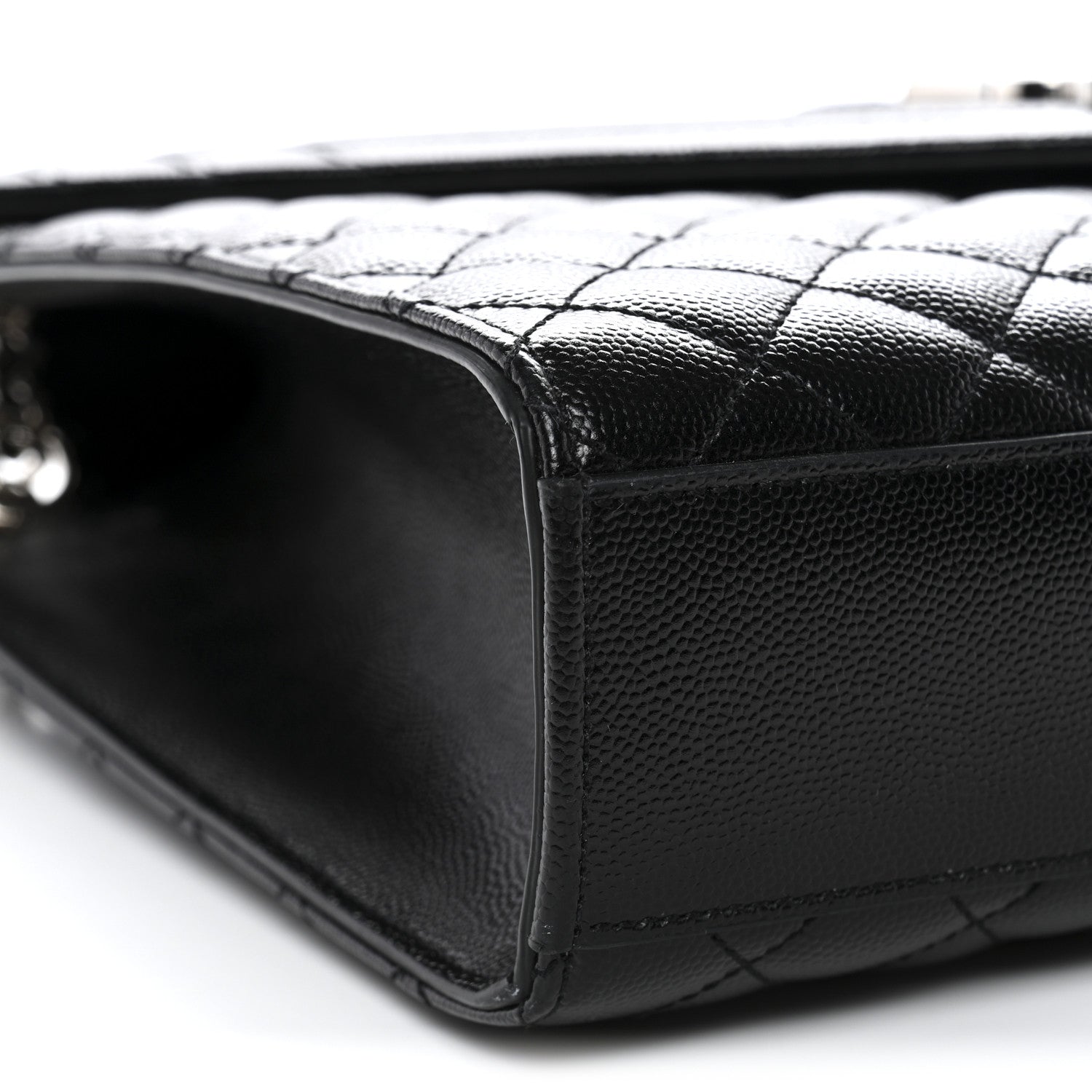 Saint Laurent Grain De Poudre Textured Mixed Matelasse Large Triquilt Monogram Satchel Black 9 of 11