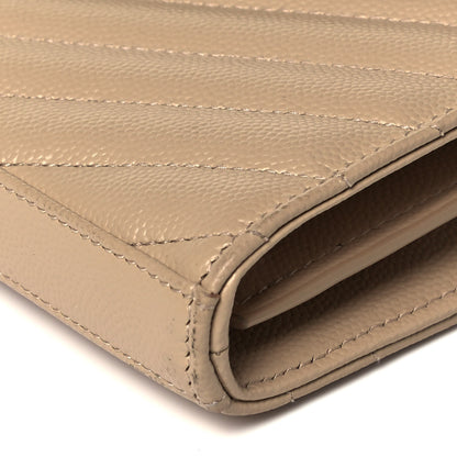 Saint Laurent Grain De Poudre Matelasse Chevron Monogram Chain Wallet Nude Powder 8 of 9
