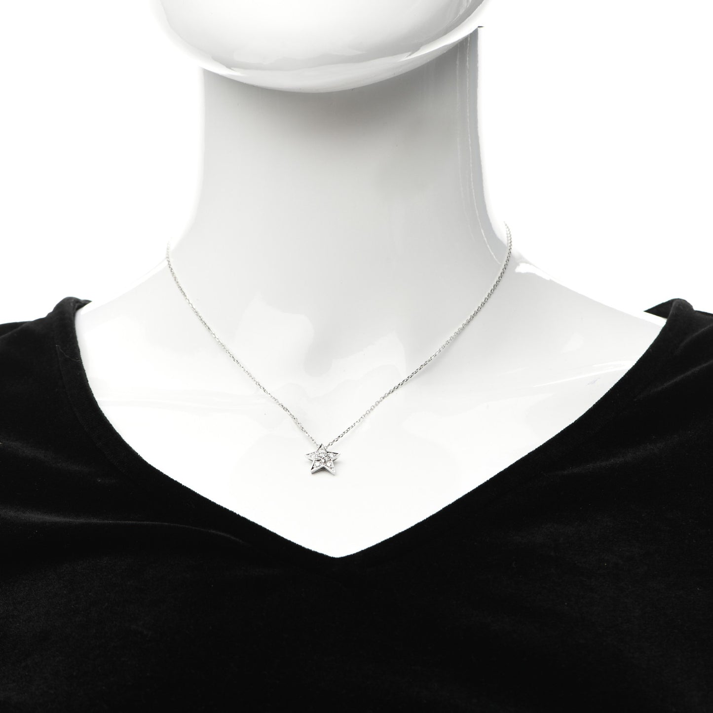 18K White Gold Diamond Small Comete Geode Pendant Necklace