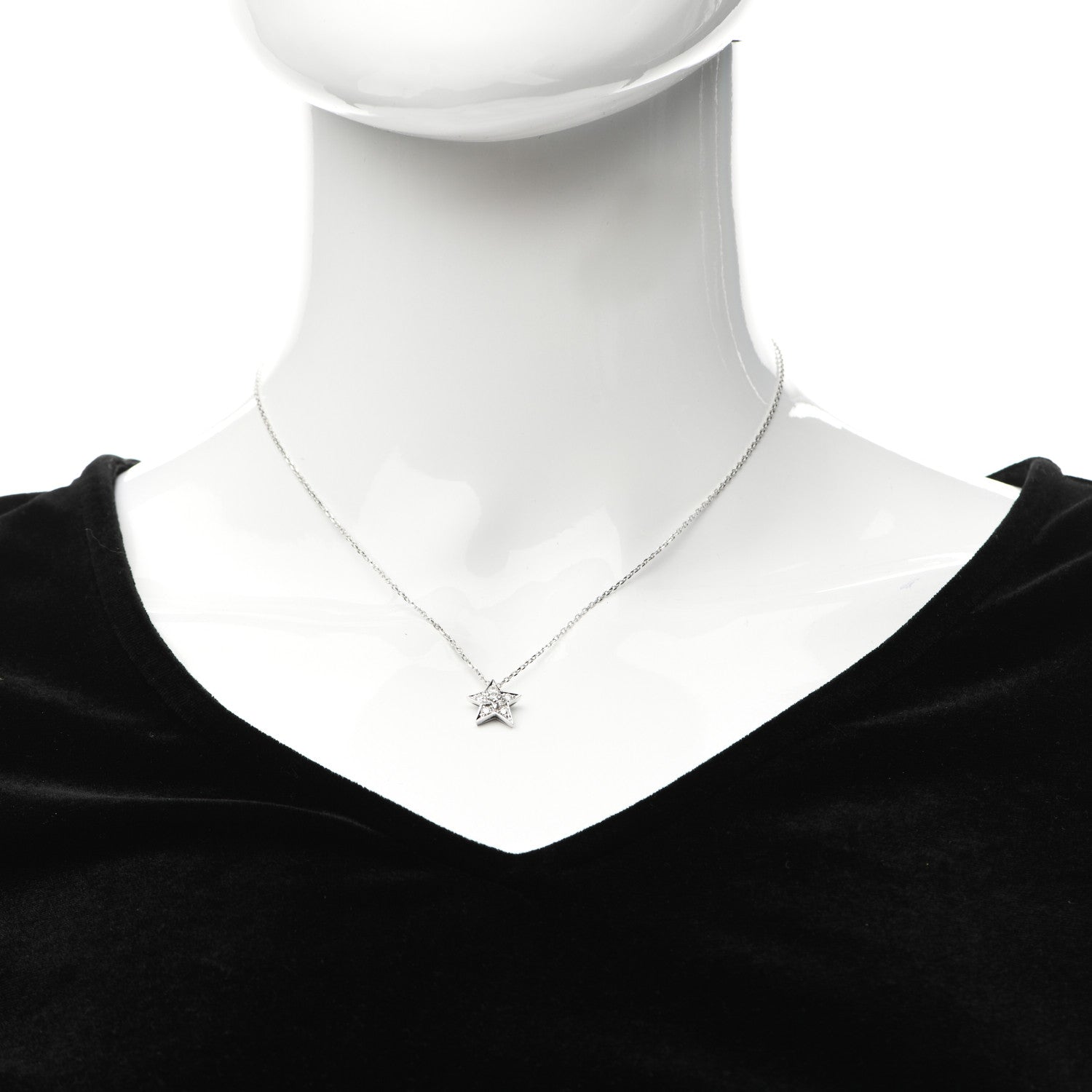 Chanel 18K White Gold Diamond Small Comete Geode Pendant Necklace 2 of 4