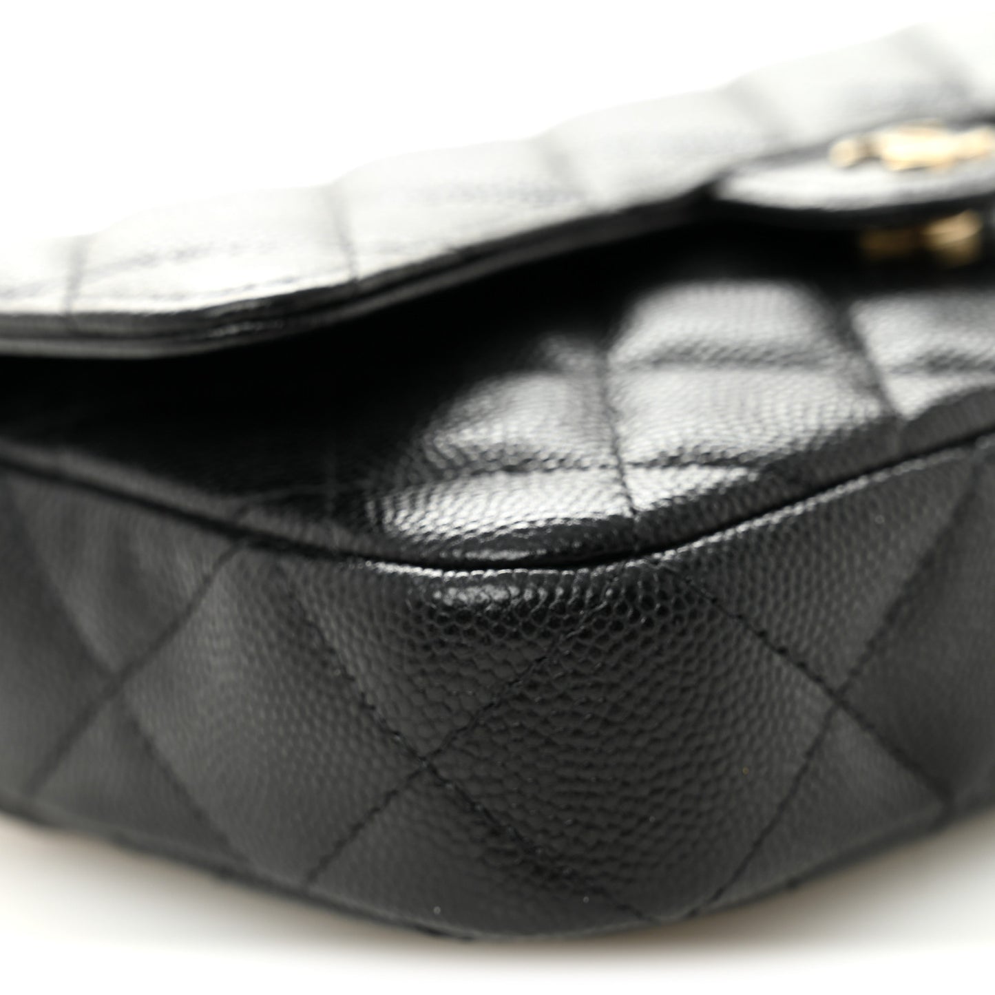 Caviar Quilted Flap Phone Holder With Chain Black