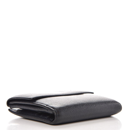 Chanel Glazed Goatskin Camellia Embossed French Flap Wallet Black 4 of 13
