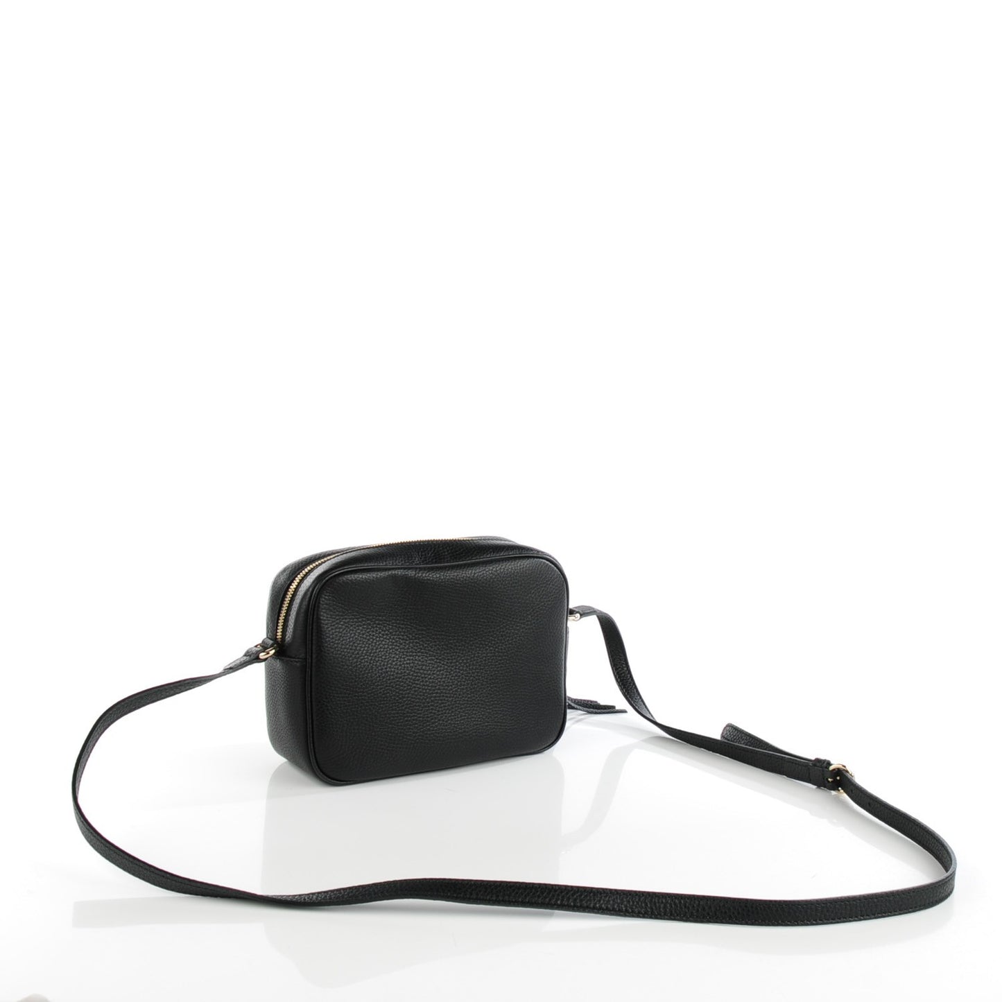 Pebbled Calfskin Small Soho Disco Bag Black