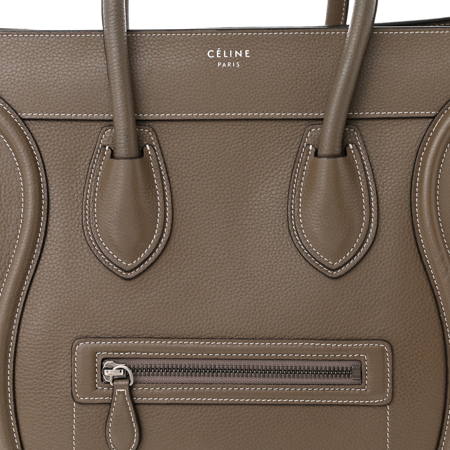 Celine Drummed Calfskin Mini Luggage Souris 8 of 15