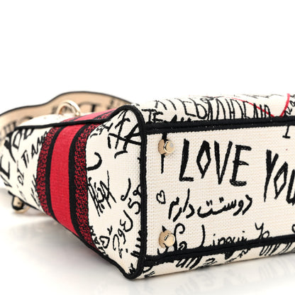 Christian Dior Canvas Medium DiorAmour Graffiti Lady D-Lite Latte 8 of 9