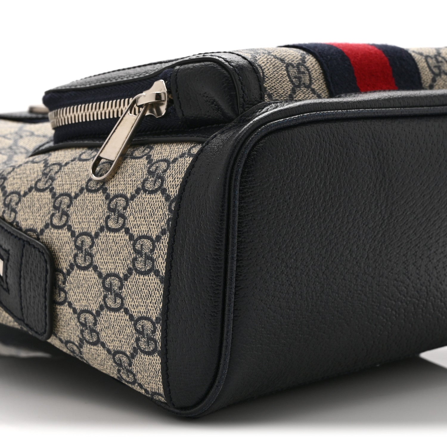 Gucci GG Supreme Monogram Textured Dollar Calfskin Web Small Ophidia Day Backpack Beige Blue Black 10 of 11