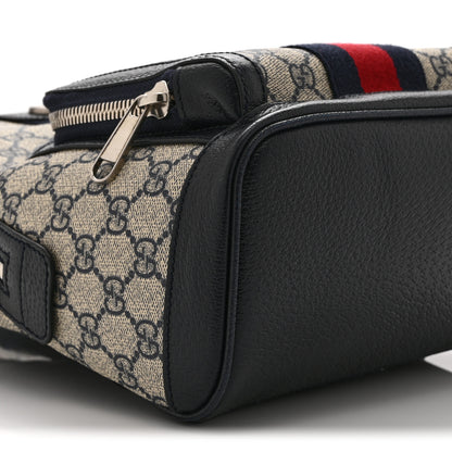 Gucci GG Supreme Monogram Textured Dollar Calfskin Web Small Ophidia Day Backpack Beige Blue Black 10 of 11