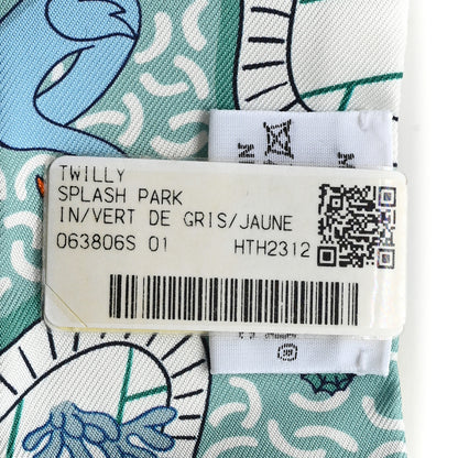 Hermes Silk Splash Park Twilly Vert De Gris Jaune Bleu 3 of 4
