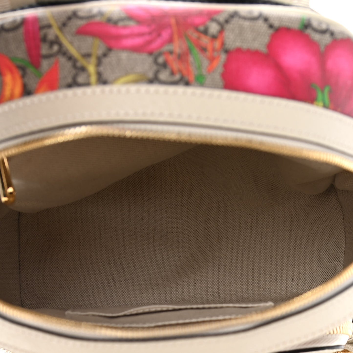 GG Supreme Monogram Flora Web Small Ophidia Day Backpack White