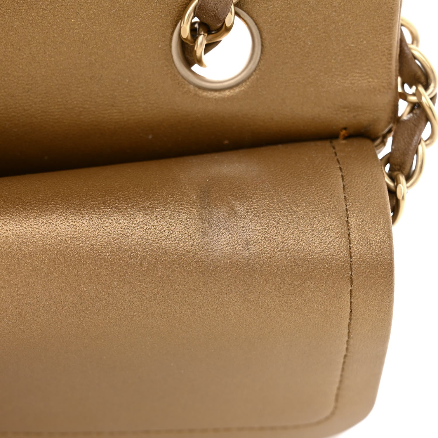 Chanel Metallic Lambskin Quilted Medium Double Flap Khaki 17 of 19