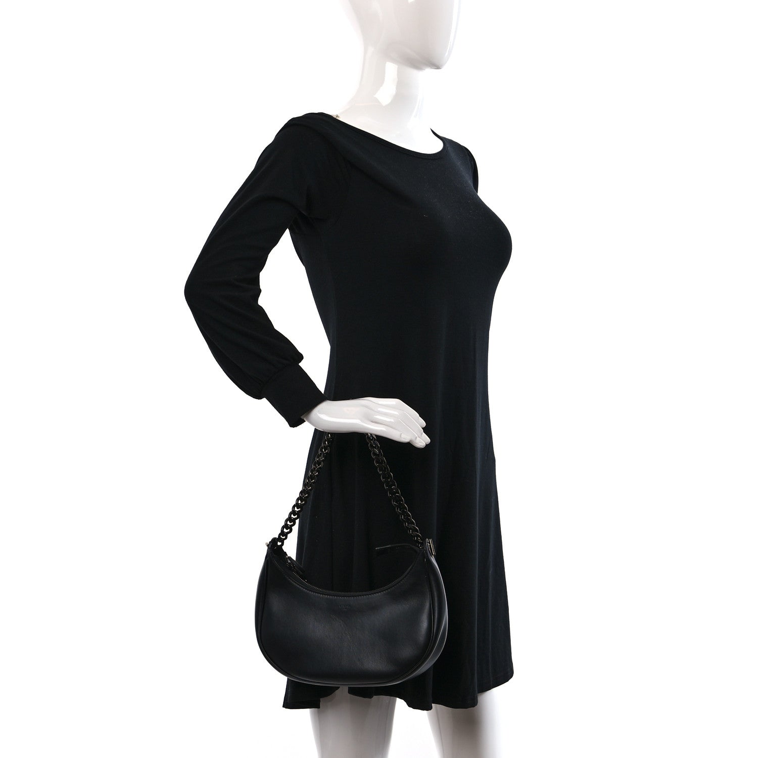 Celine Smooth Calfskin Chain Strap Ava Shoulder Bag Black 2 of 8