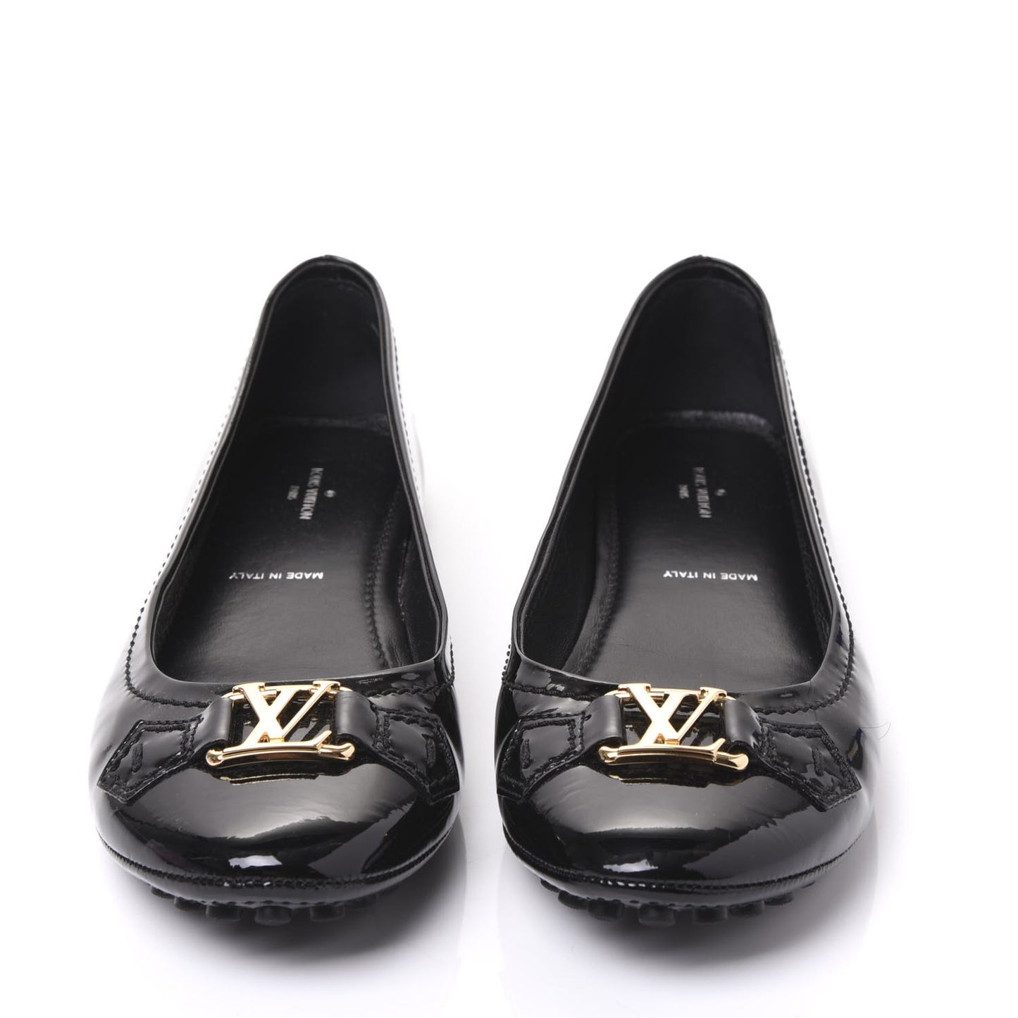 Patent Calfskin Oxford Ballerina Flats 38.5 Black