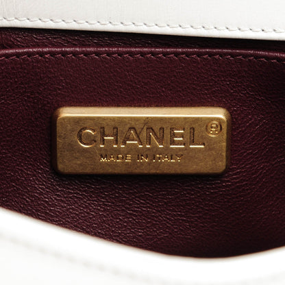 Chanel Lizard Chevron Small Boy Flap White Gold 6 of 7