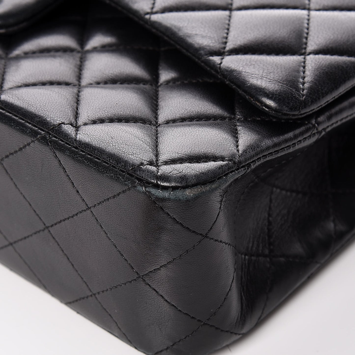 Lambskin Quilted Medium Double Flap Bag Black
