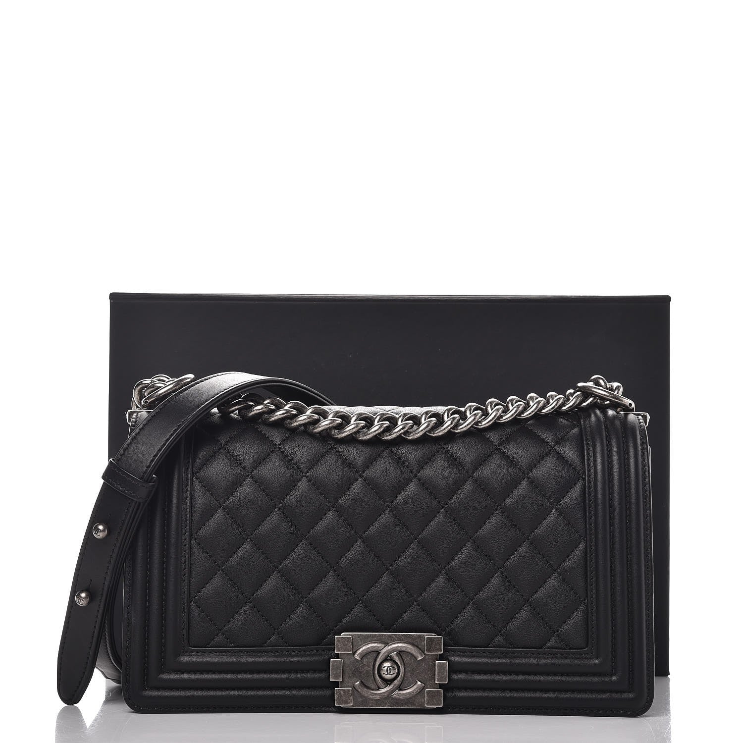 Chanel Calfskin Quilted Medium Boy Flap Black 8 of 8