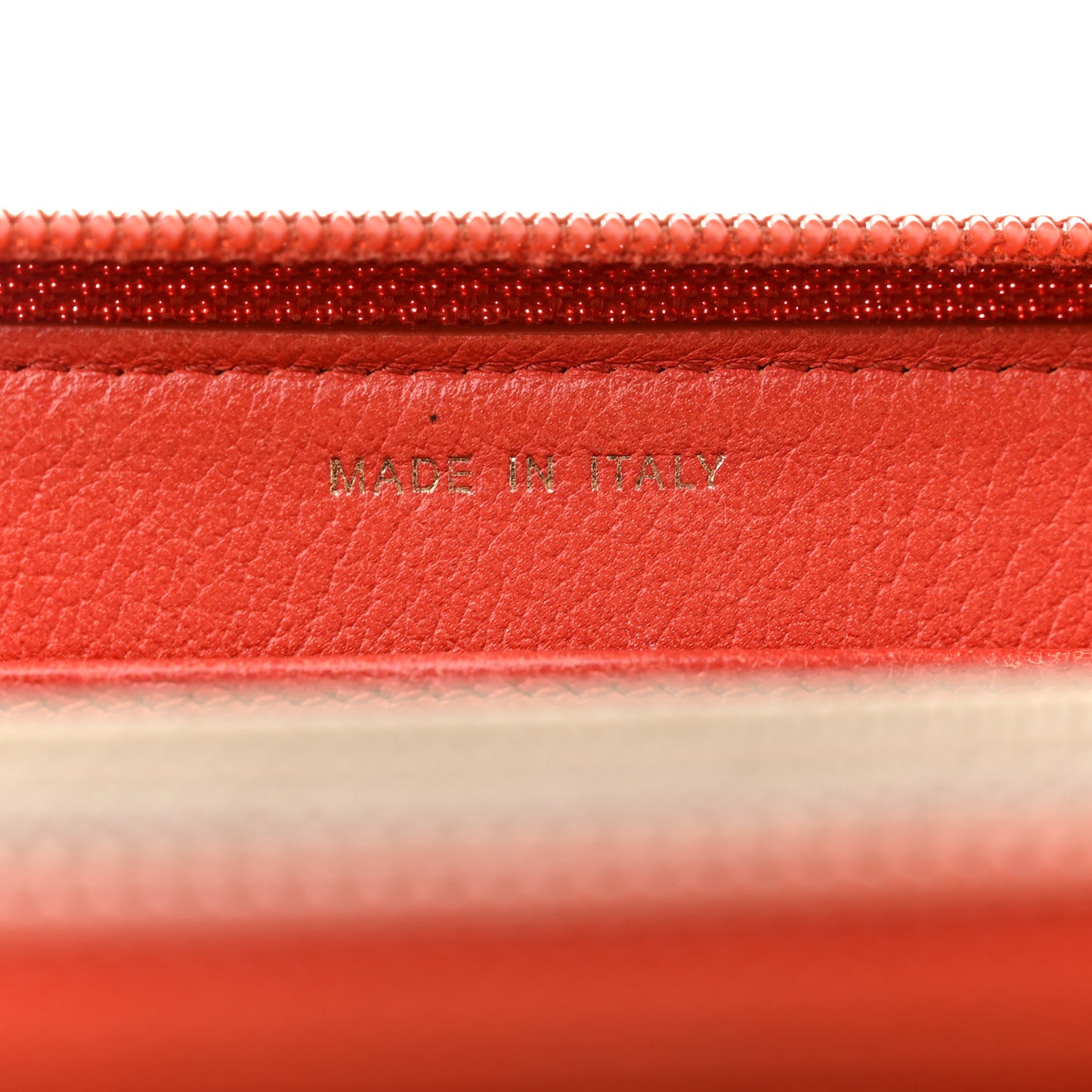 Calfskin Camelia Foil Zip Around Wallet Red