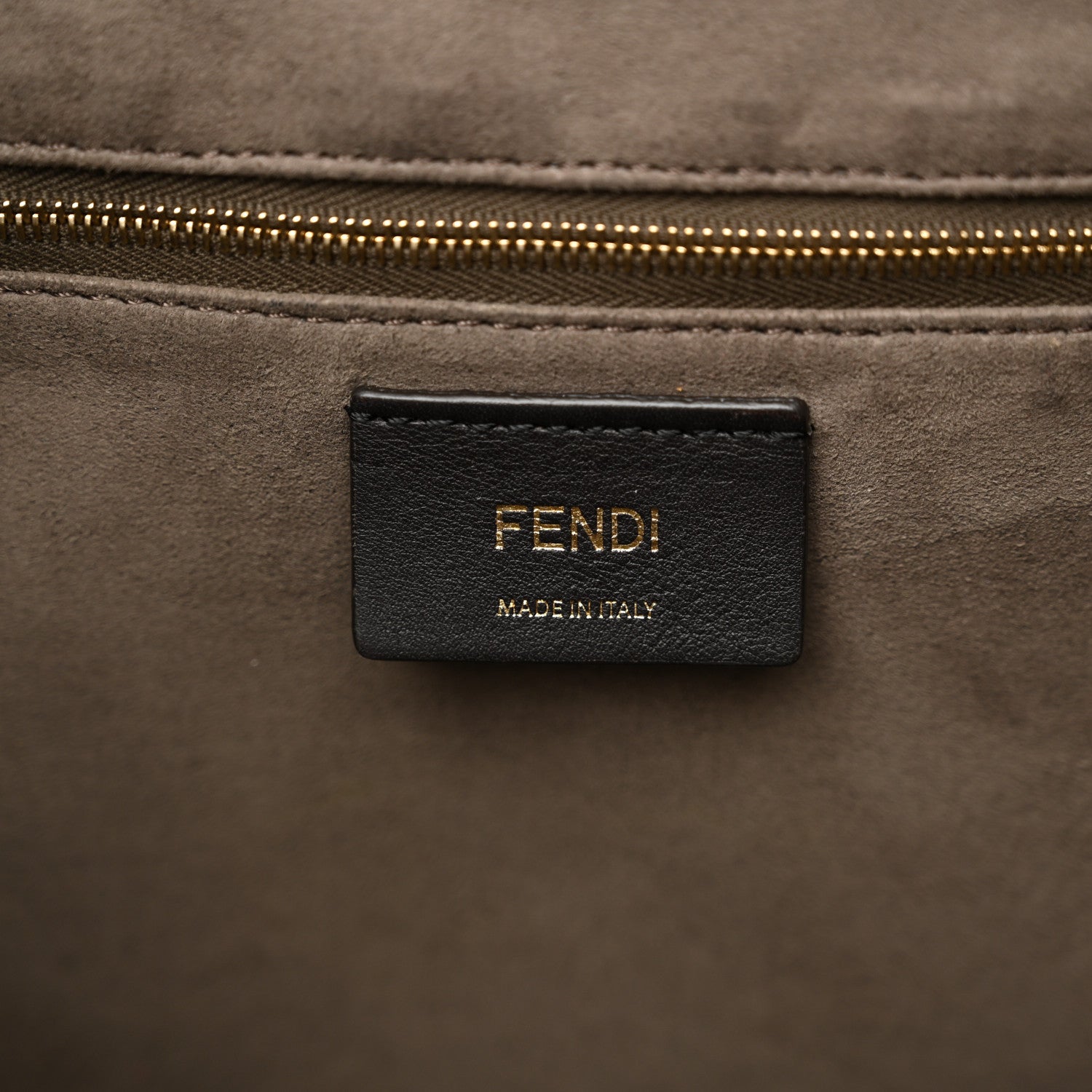 Fendi Glazed Fabric Vitello Century Plexiglass FF 1974 Stamp Patch Medium Runaway Shopper Tote Mogano Panna Black 6 of 15
