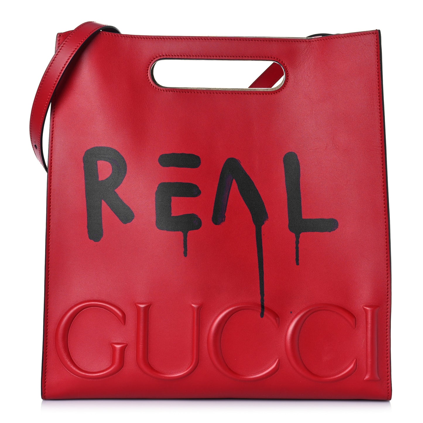 Calfskin GucciGhost Real Medium XL Tote Hibiscus Red