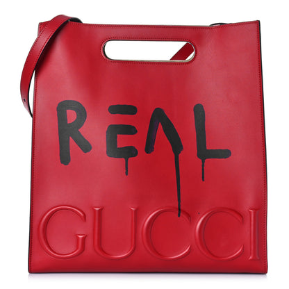 Gucci Calfskin GucciGhost Real Medium XL Tote Hibiscus Red 1 of 12