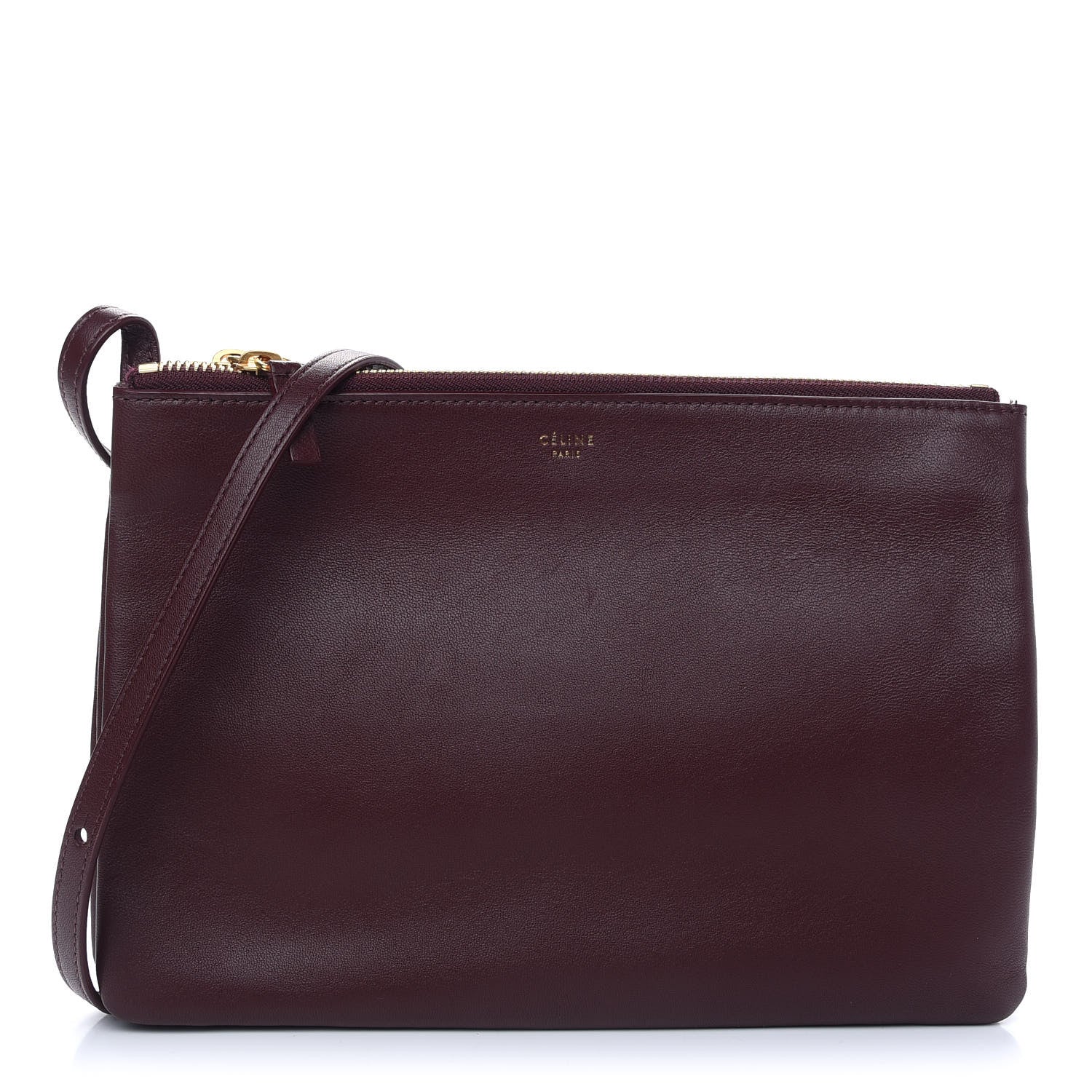 Celine Lambskin Large Trio Crossbody Bag Burgundy 1 of 7