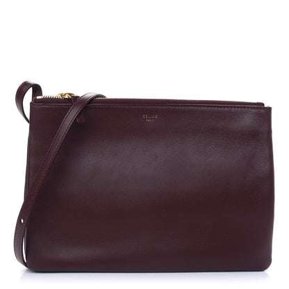 Celine Lambskin Large Trio Crossbody Bag Burgundy 1 of 7