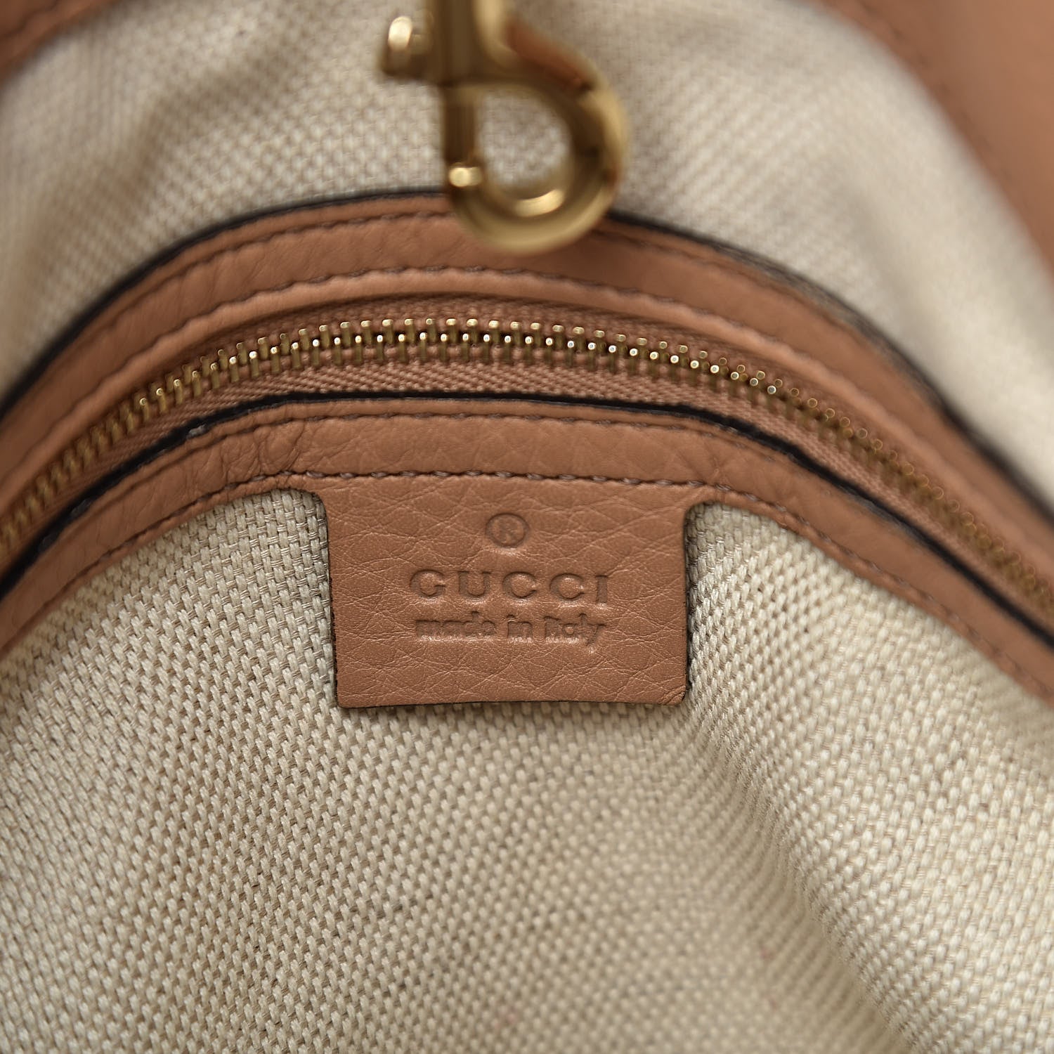 Gucci Pebbled Calfskin Medium Soho Chain Shoulder Bag Rose Beige 6 of 17