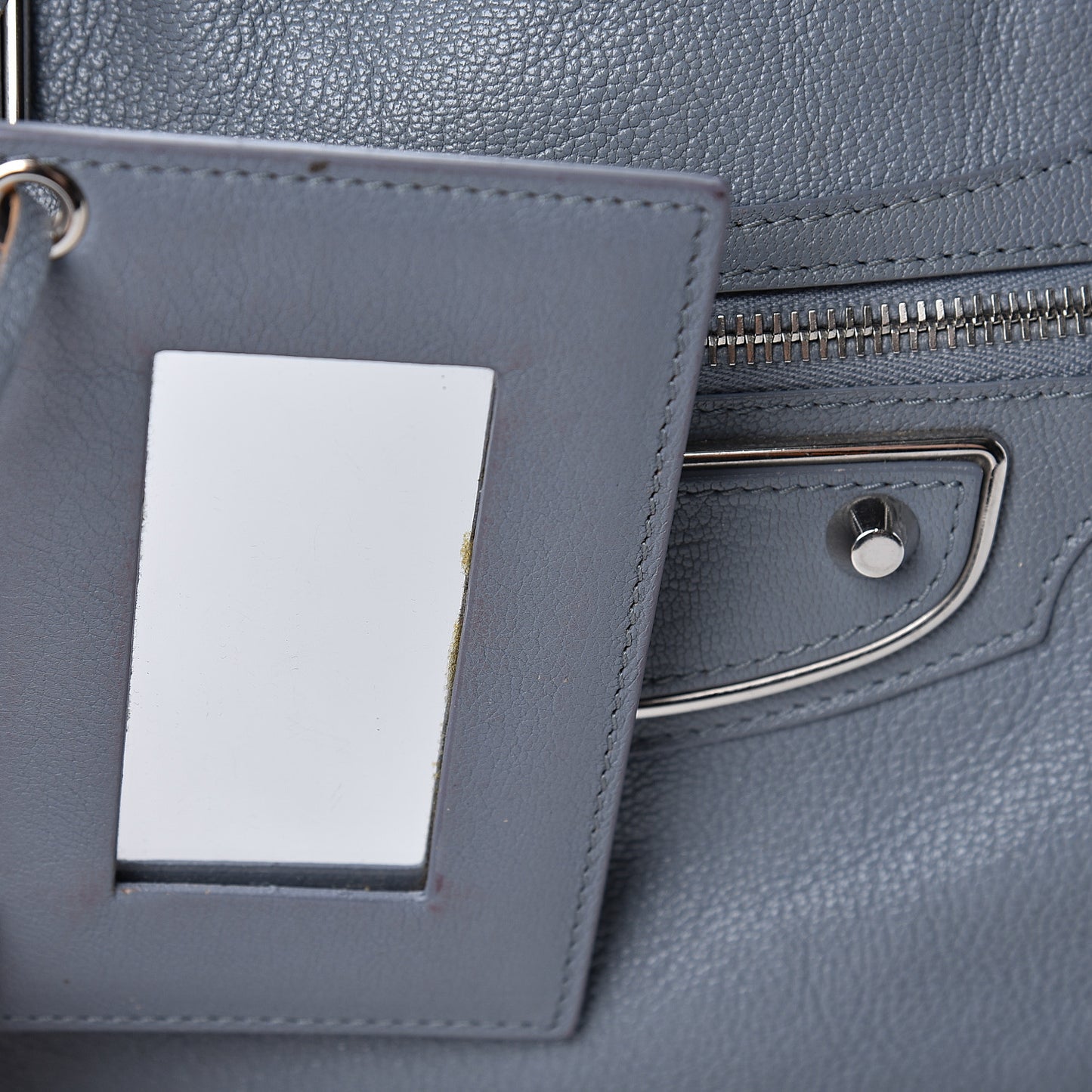 Chevre Silver Metallic Edge Hardware City Bleu Acier