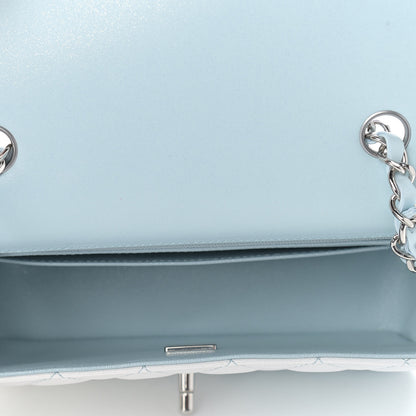 Chanel Perforated Lambskin Quilted Mini Rectangular Flap Light Blue Light Purple White 5 of 9