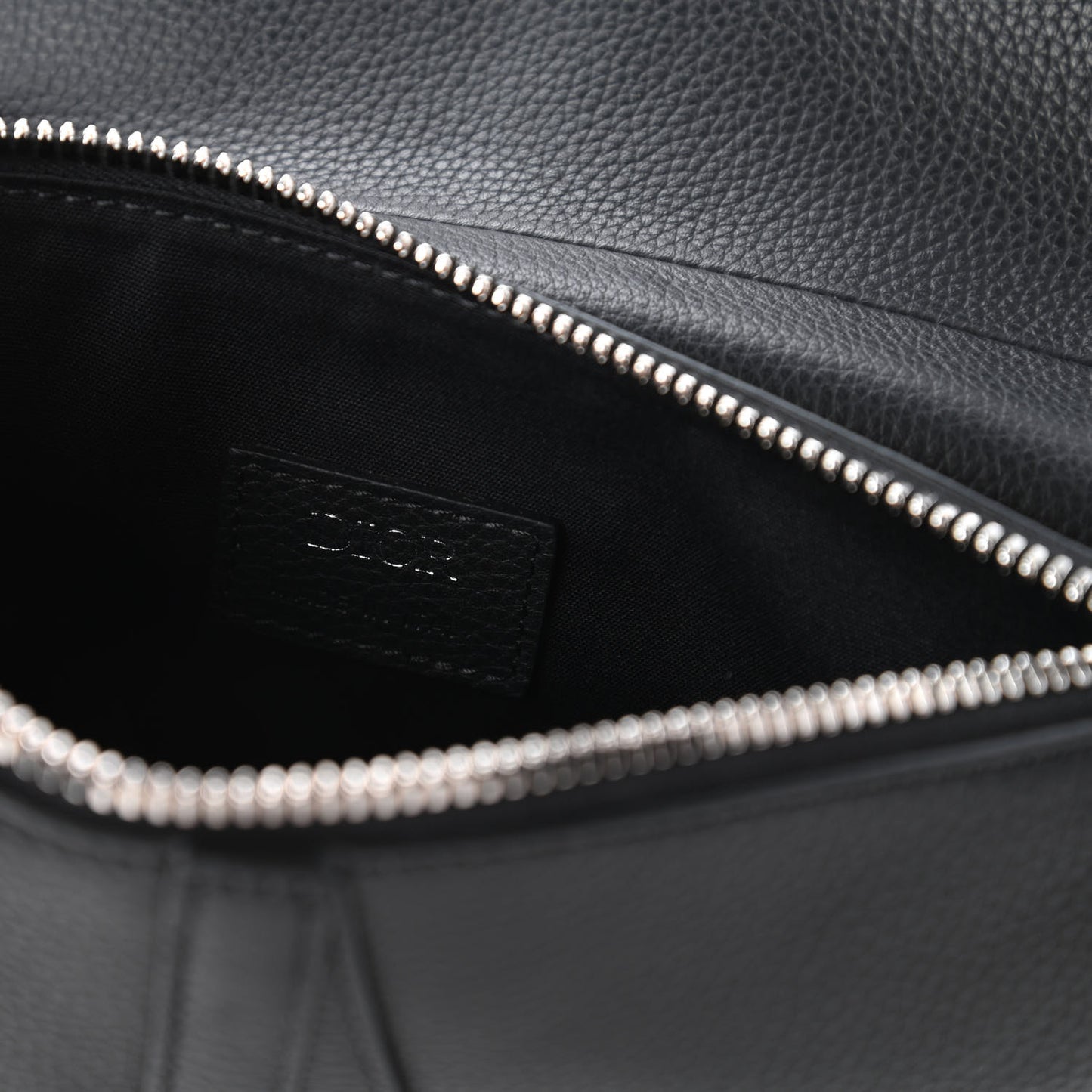 Grained Calfskin Mens Mini Saddle Bag Black