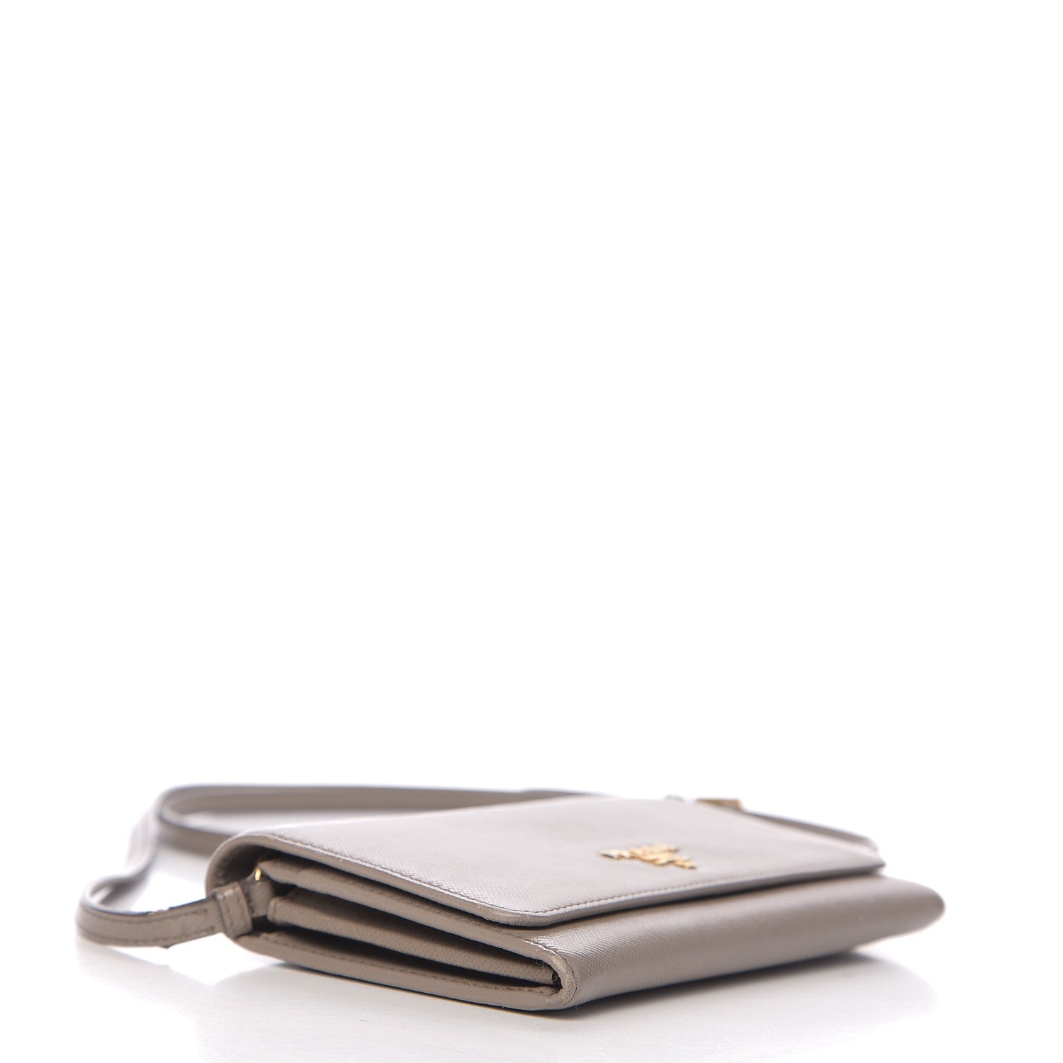 Prada Saffiano Metal Flap Wallet With Strap Argilla 3 of 9
