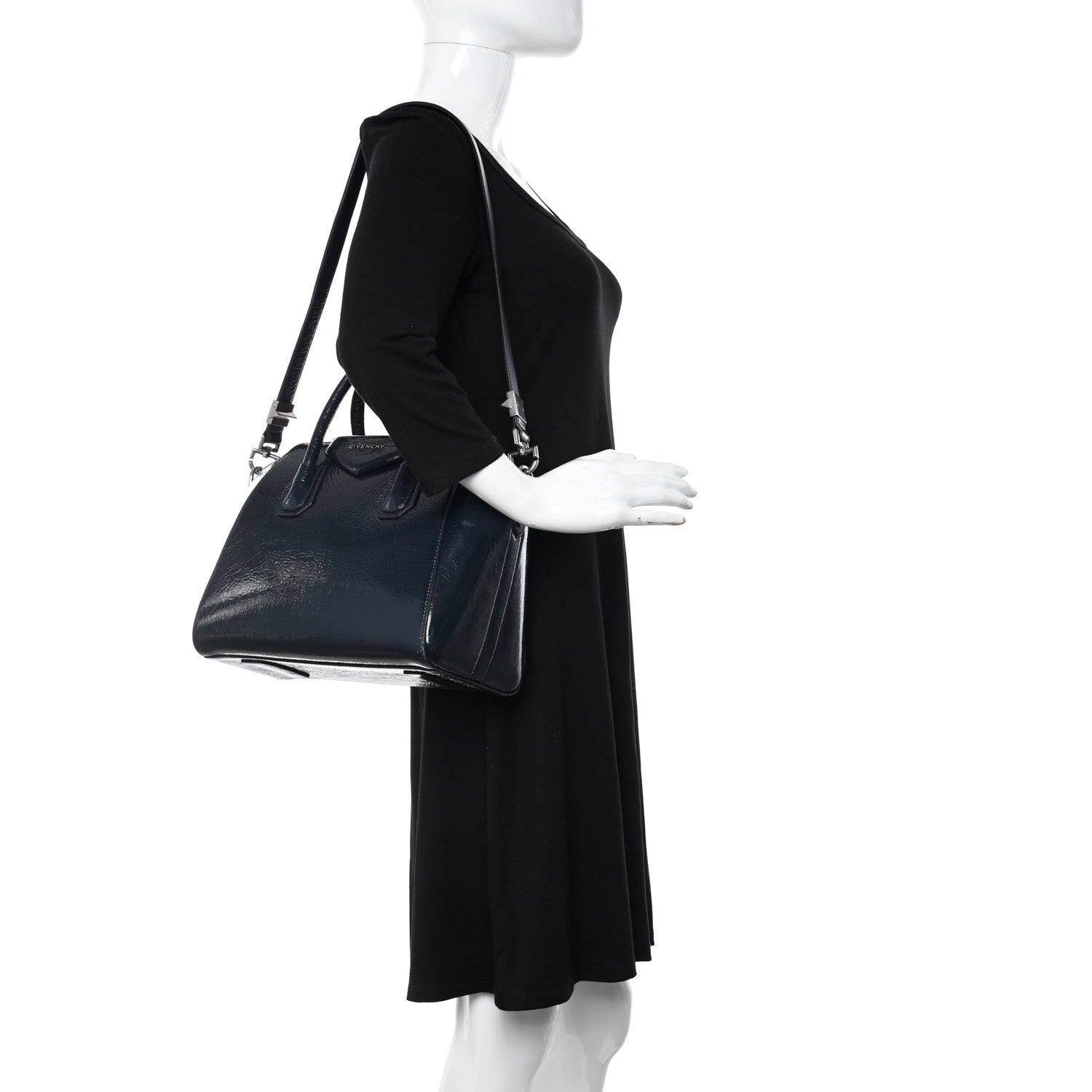 Givenchy Textured Patent Calfskin Small Antigona Storm Blue 2 of 12