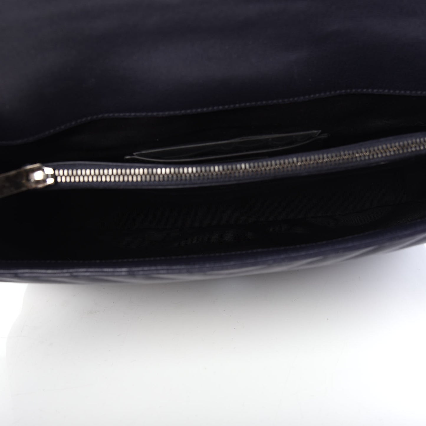 Sheepskin Matelasse Chevron Monogram Large College Satchel Navy Blue