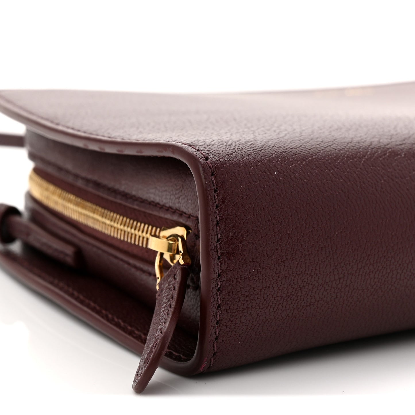 Saddle Calfskin Dalia Baguette Shoulder Bag Burgundy
