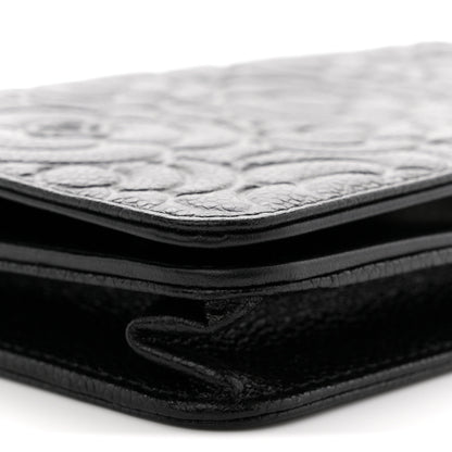 Chanel Caviar Camellia Embossed Wallet On Chain WOC Black 9 of 12