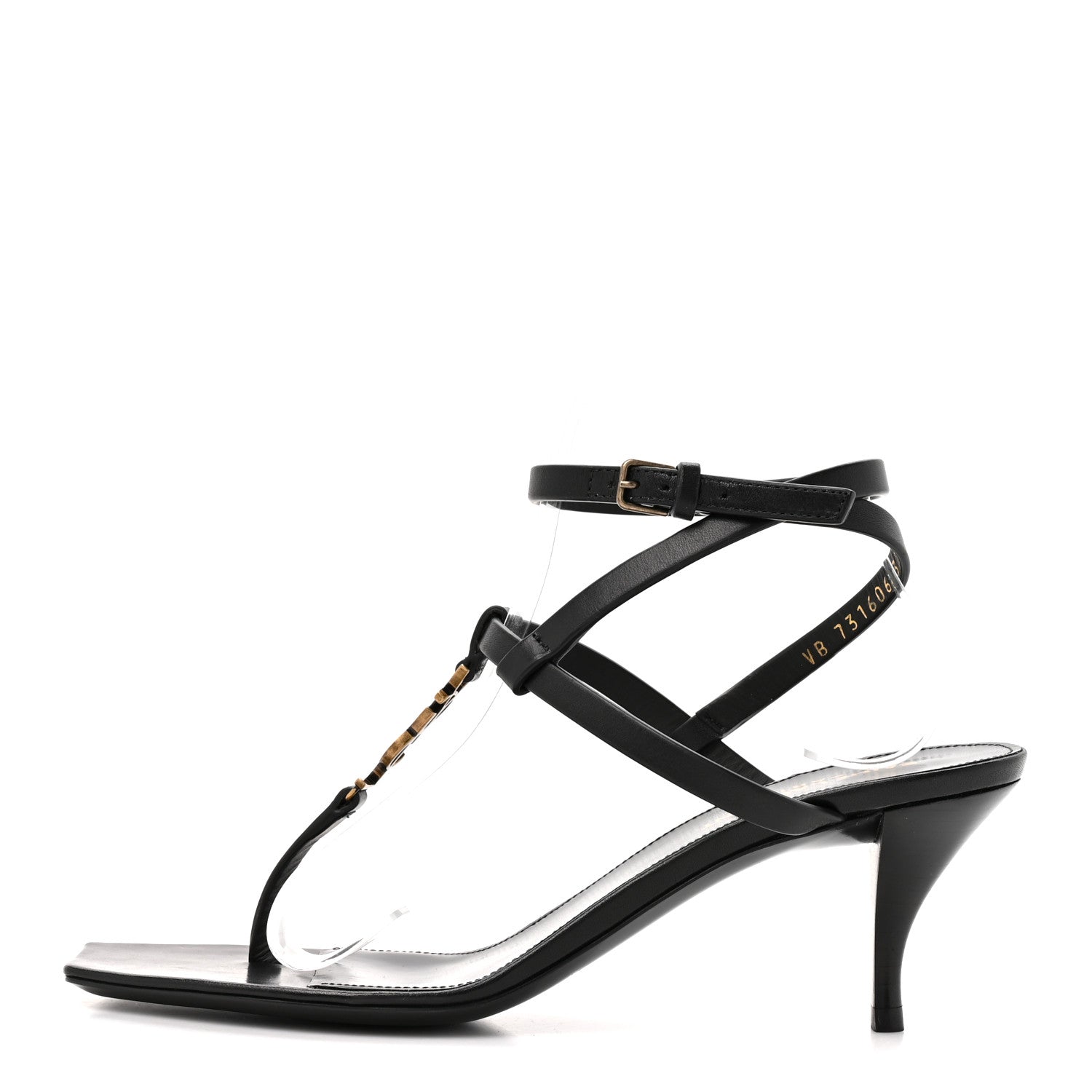 Saint Laurent Calfskin Cassandra 60 Sandals 37 Black 1 of 10