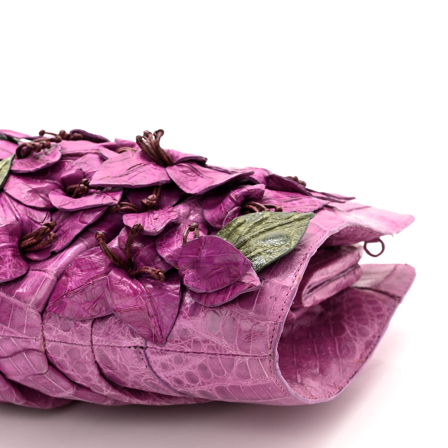 Crocodile Floral Clutch Pink