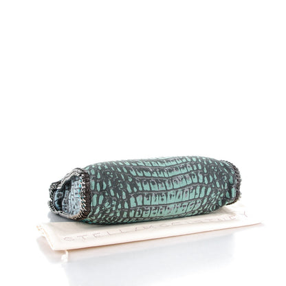 Stella McCartney Jacquard Crocodile Print Small Falabella Fold Over Tote Teal 4 of 9