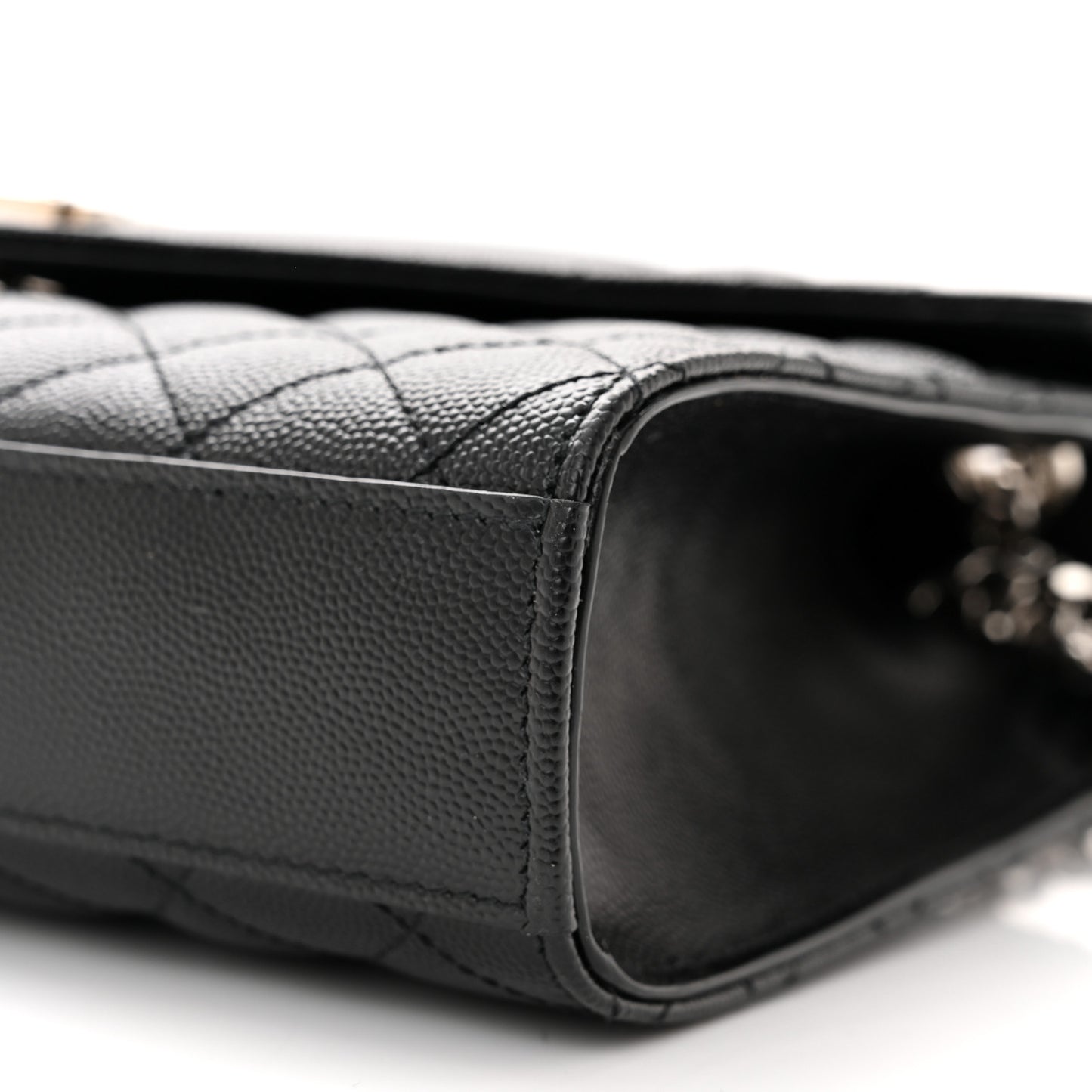 Grain De Poudre Textured Mixed Matelasse Triquilt Medium Monogram Satchel Black