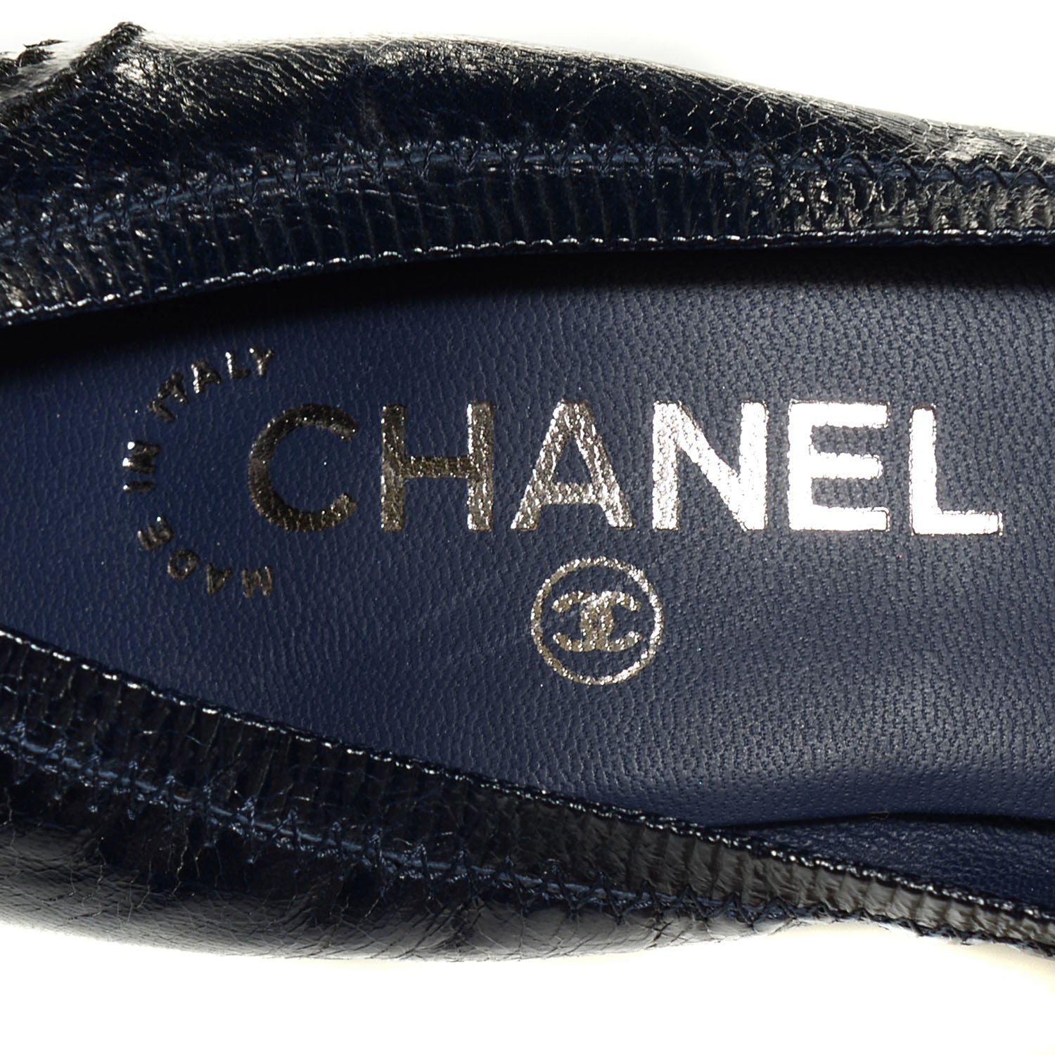 Chanel Glazed Goatskin CC Cap Toe Elastic Pumps 36 Blue 8 of 9