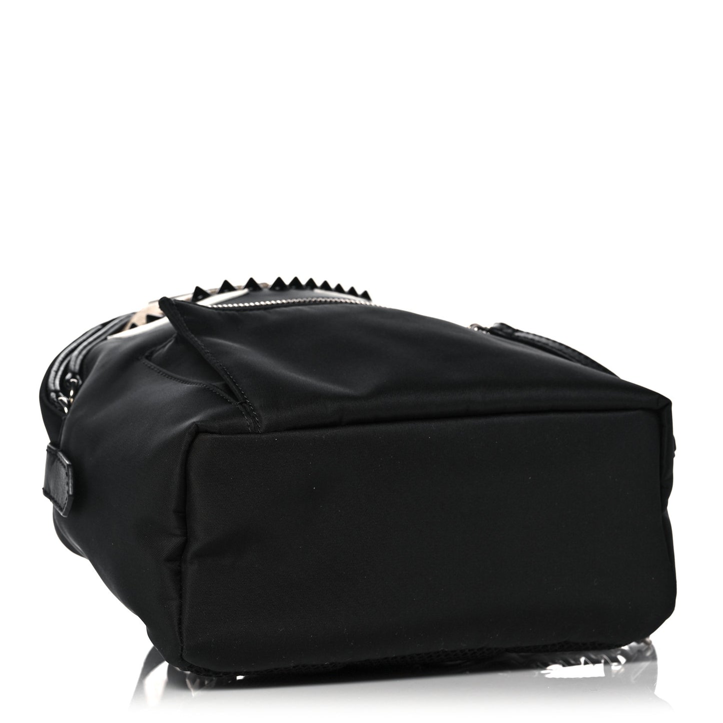 Nylon Vitello Elite Fox Goat Fur Monster Eyes Studded Mini Backpack Black Peonia Multicolor